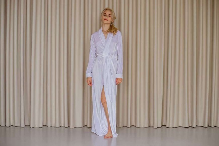Халат довгий жіночий велюровий білий - Xl-XXL 1602853979383
