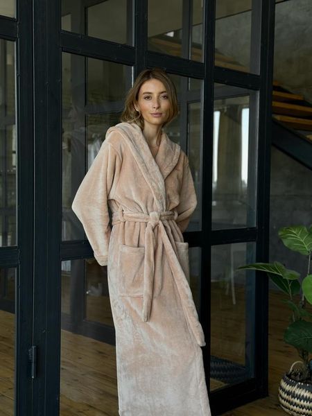 Жіночий халат з капюшоном махровий плюшевий теплий ХL-XXL 1727258418351