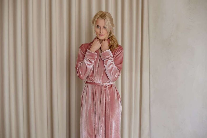 Халат довгий жіночий велюровий рожевий - Xl-XXL 1602854339730